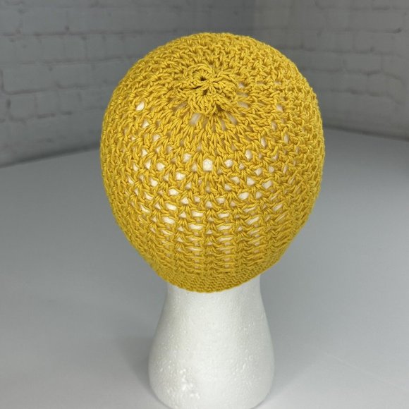 Handmade New Clem Hobbii Rainbow Turkish‎ Cotton Yellow Knit Beanie- Adult S/M - Picture 4 of 10